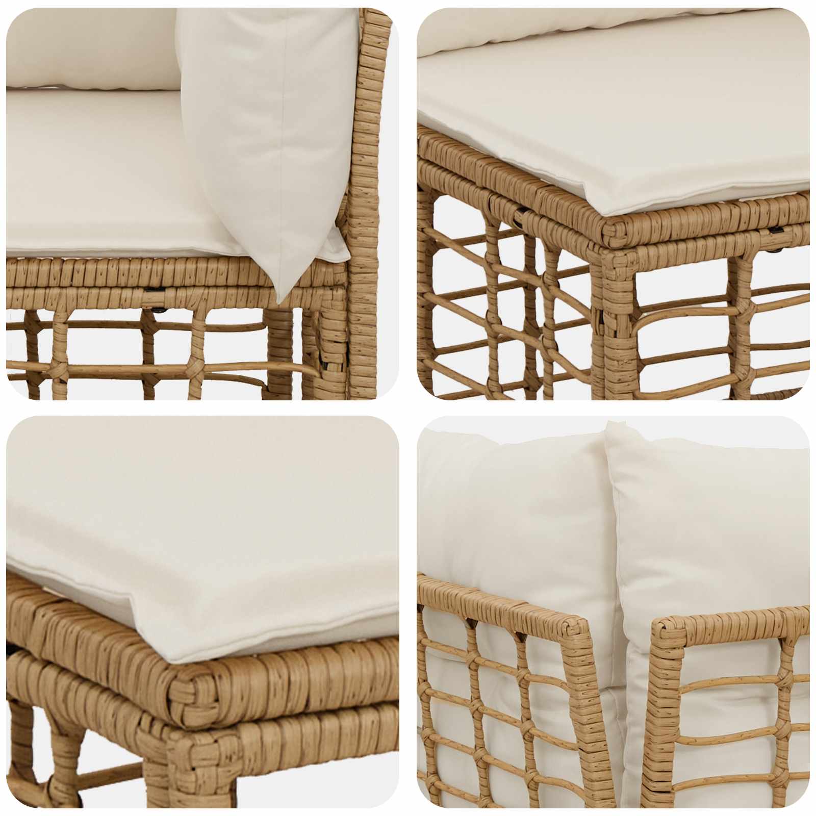 Outdoor-Sofagarnitur mit Kissen 3 pcs Natur Polyester