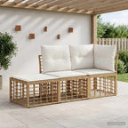 Outdoor-Sofagarnitur mit Kissen 3 pcs Natur Polyester