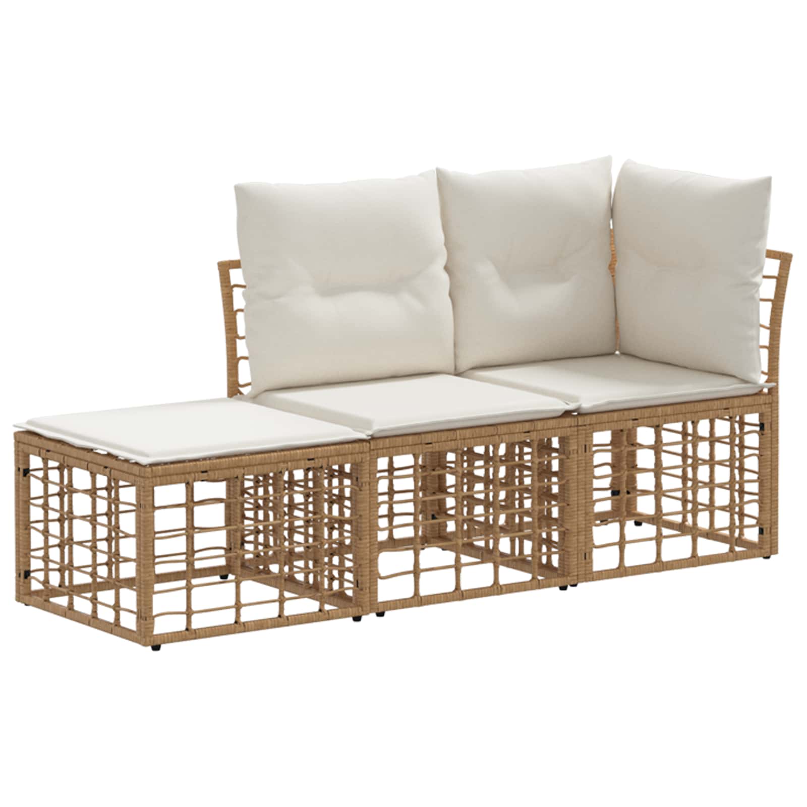 Outdoor-Sofagarnitur mit Kissen 3 pcs Natur Polyester
