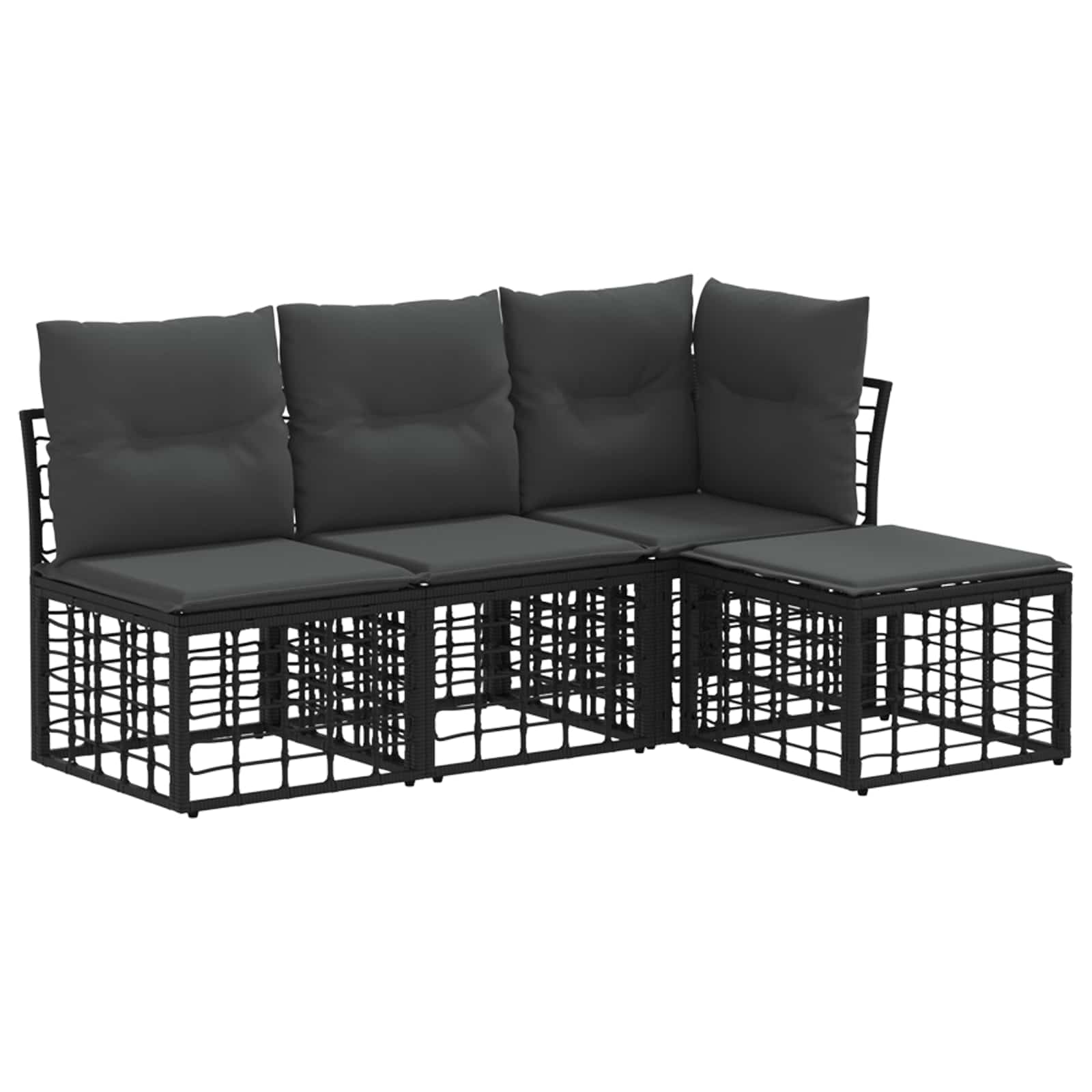 Outdoor-Sofagarnitur Schwarz Polyester