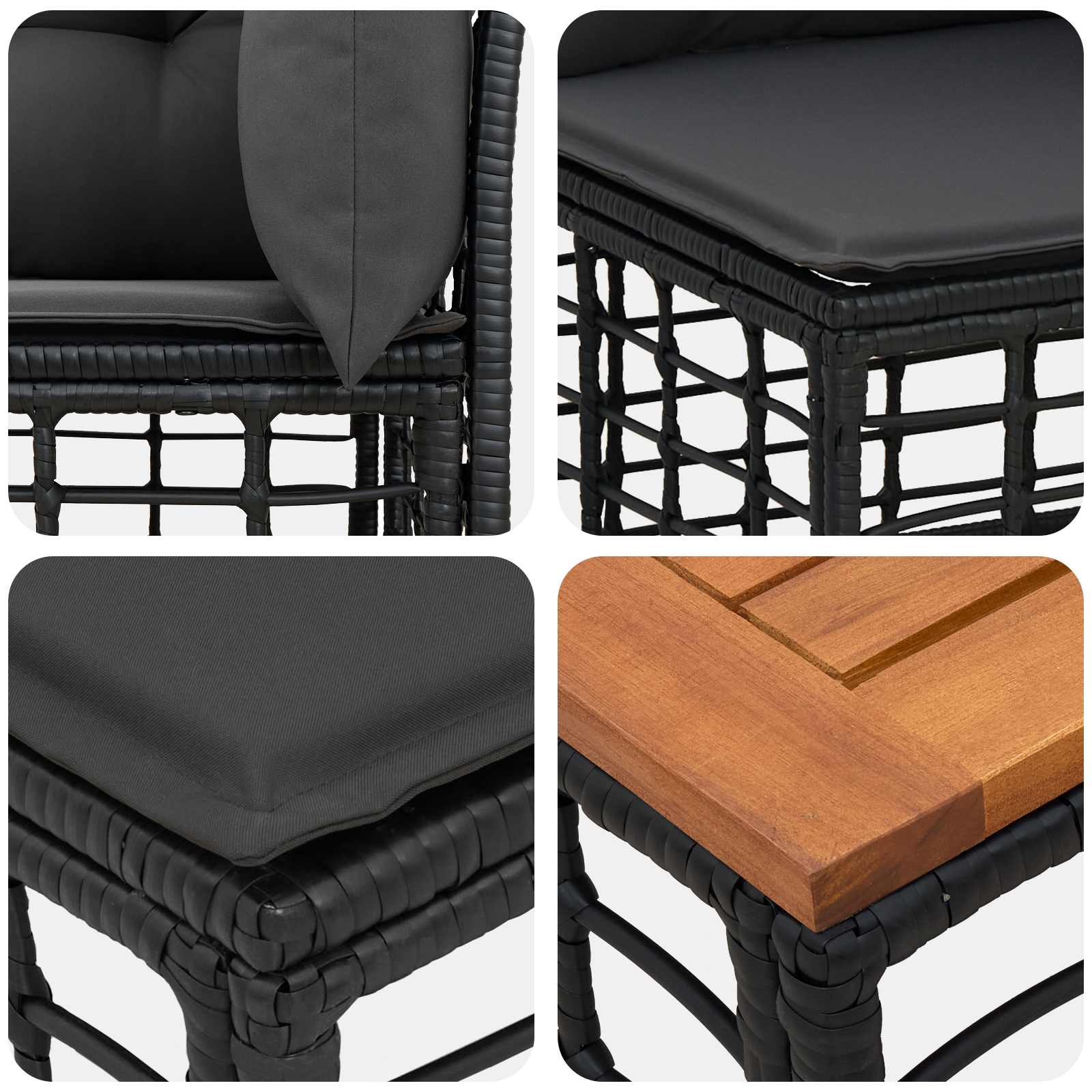 Outdoor-Sofagarnitur 5 pcs Schwarz und Dunkelgrau Polyester