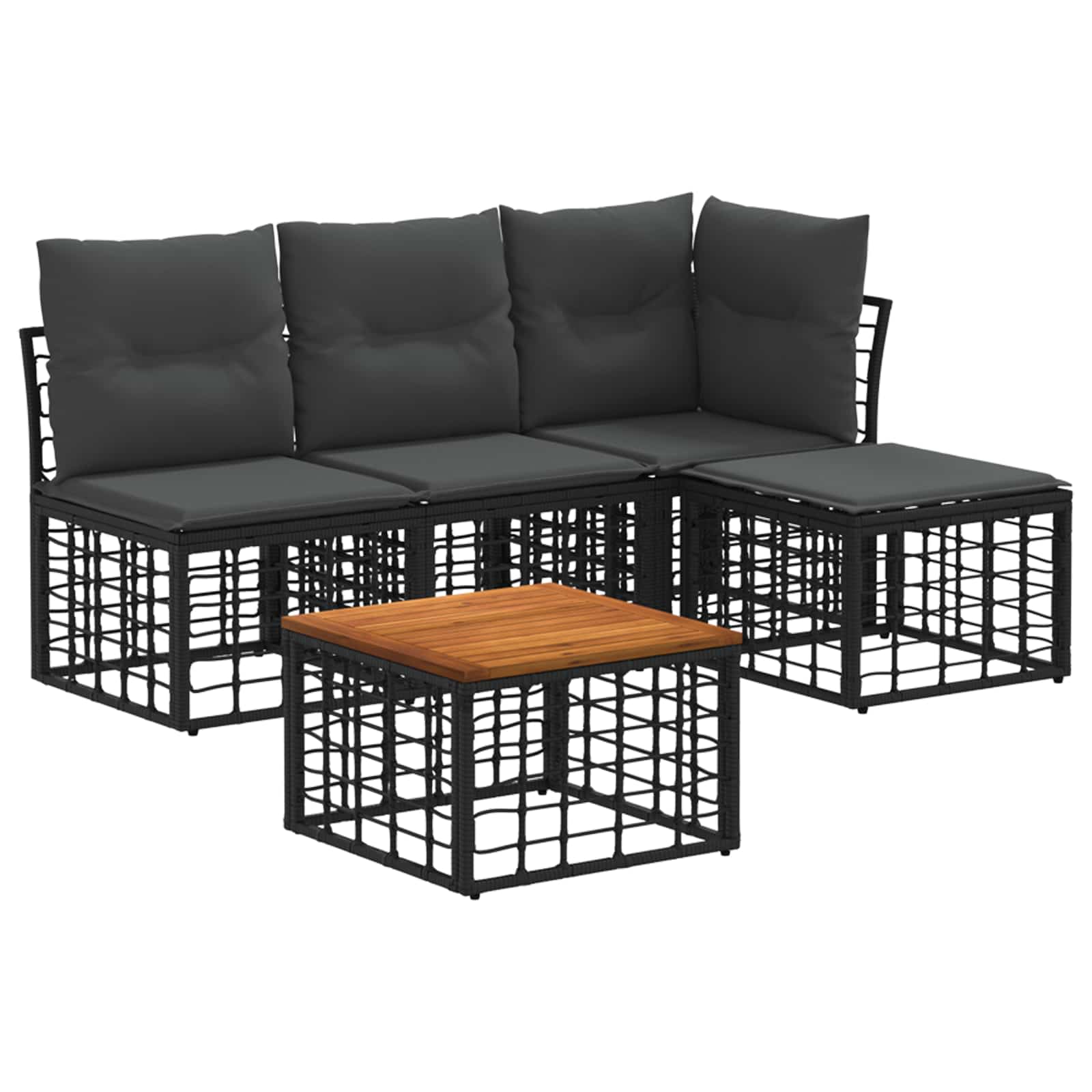 Outdoor-Sofagarnitur 5 pcs Schwarz und Dunkelgrau Polyester