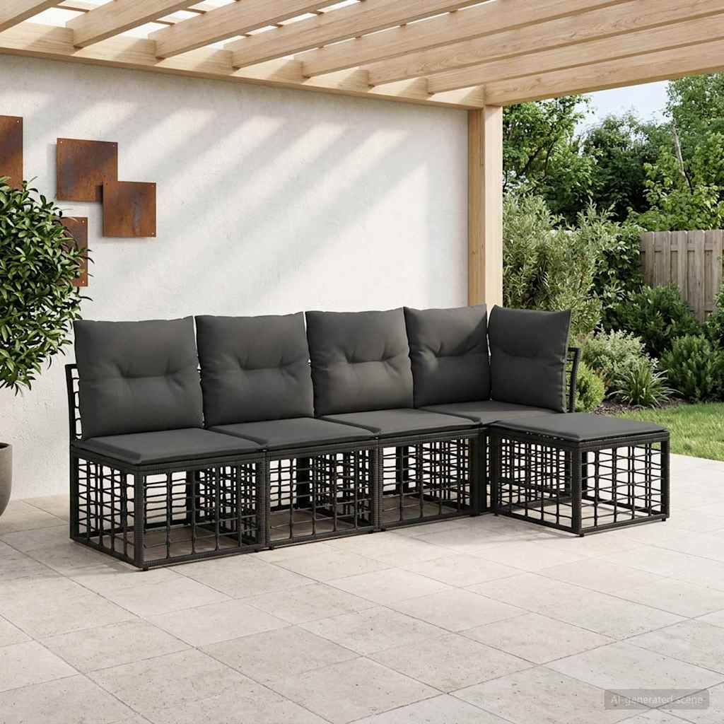 Outdoor-Sofagarnitur Schwarz Polyester