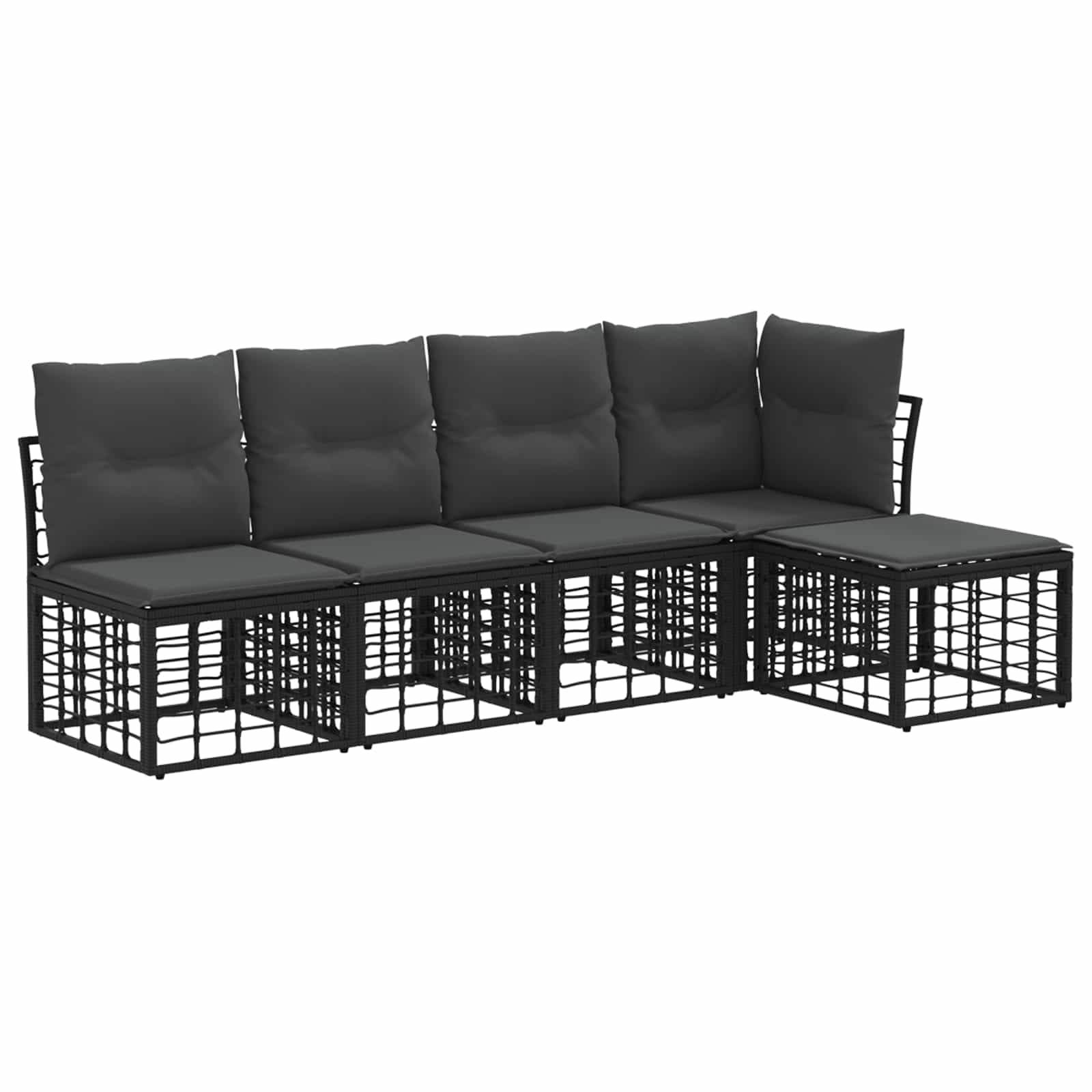 Outdoor-Sofagarnitur Schwarz Polyester