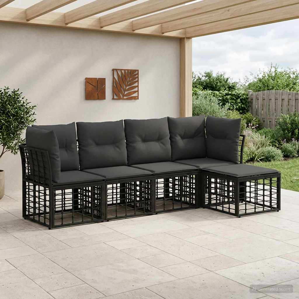 Outdoor-Sofagarnitur Schwarz Polyester