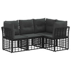 Outdoor-Sofagarnitur Schwarz Polyester