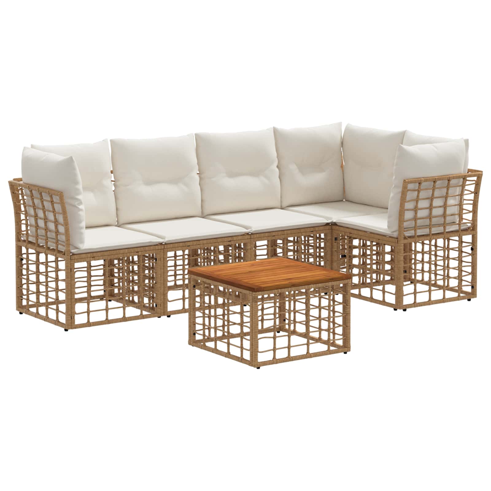 Outdoor-Sofagarnitur 6 pcs Natürlich und Cremweiß Polyester