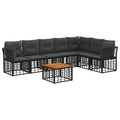 Outdoor-Sofagarnitur 8 pcs Schwarz und Dunkelgrau Polyester