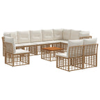 Outdoor-Sofagarnitur 11 pcs Natürlich und Cremweiß Polyester