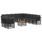 Outdoor-Sofagarnitur 12 pcs Schwarz und Dunkelgrau Polyester