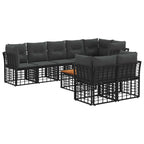 Outdoor-Sofagarnitur 9 pcs Schwarz und Dunkelgrau Polyester