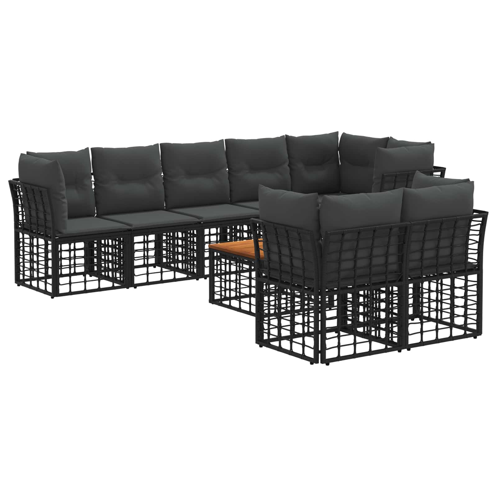 Outdoor-Sofagarnitur 9 pcs Schwarz und Dunkelgrau Polyester