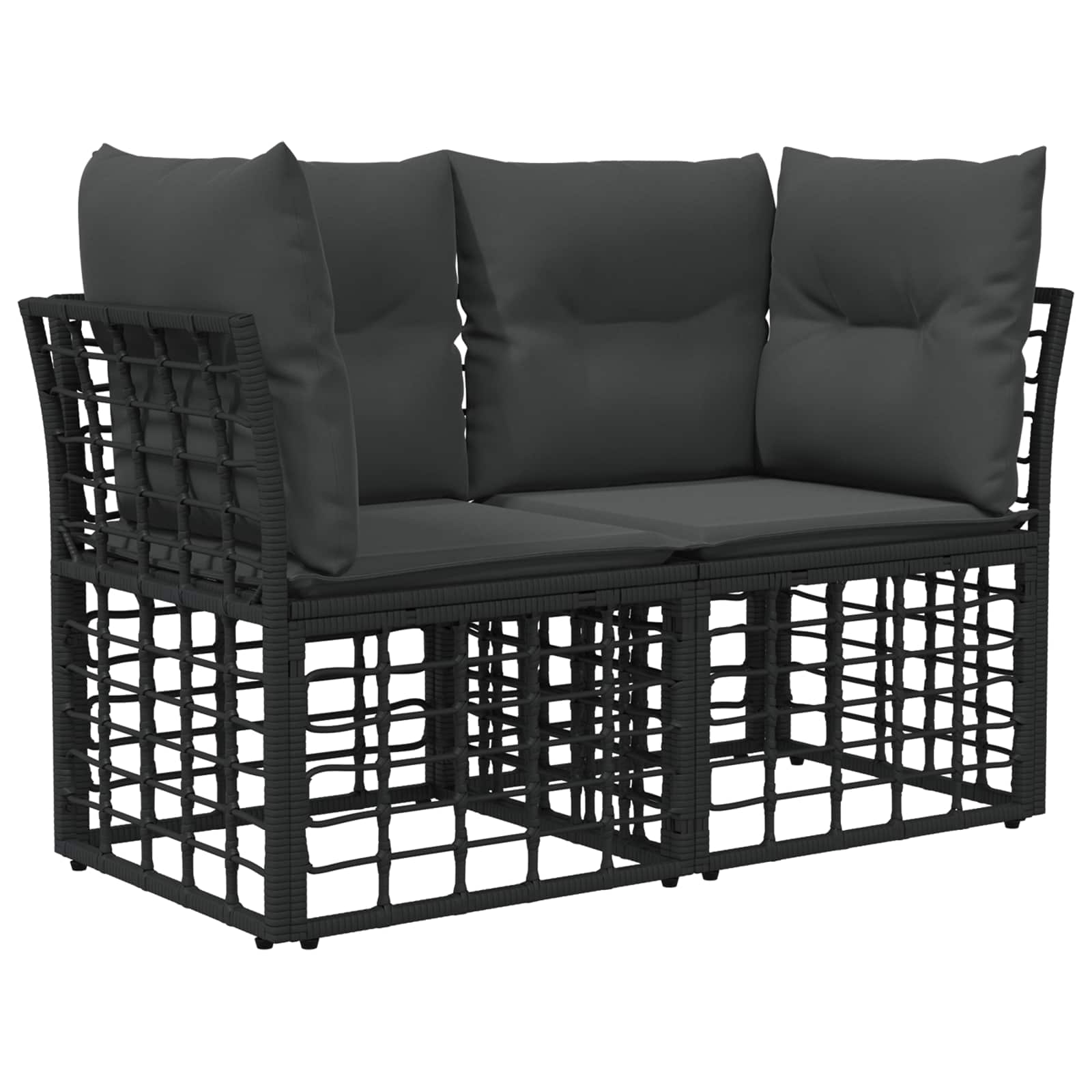 Outdoor-Sofagarnitur 9 pcs Schwarz und Dunkelgrau Polyester