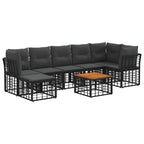 Outdoor-Sofagarnitur 8 pcs Schwarz und Dunkelgrau Polyester