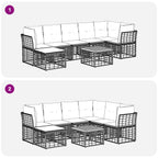 Outdoor-Sofagarnitur 8 pcs Schwarz und Dunkelgrau Polyester