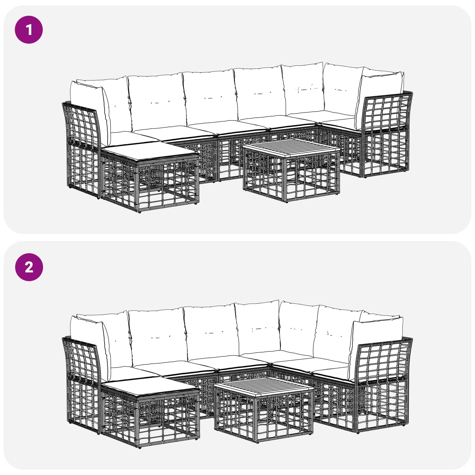 Outdoor-Sofagarnitur 8 pcs Schwarz und Dunkelgrau Polyester