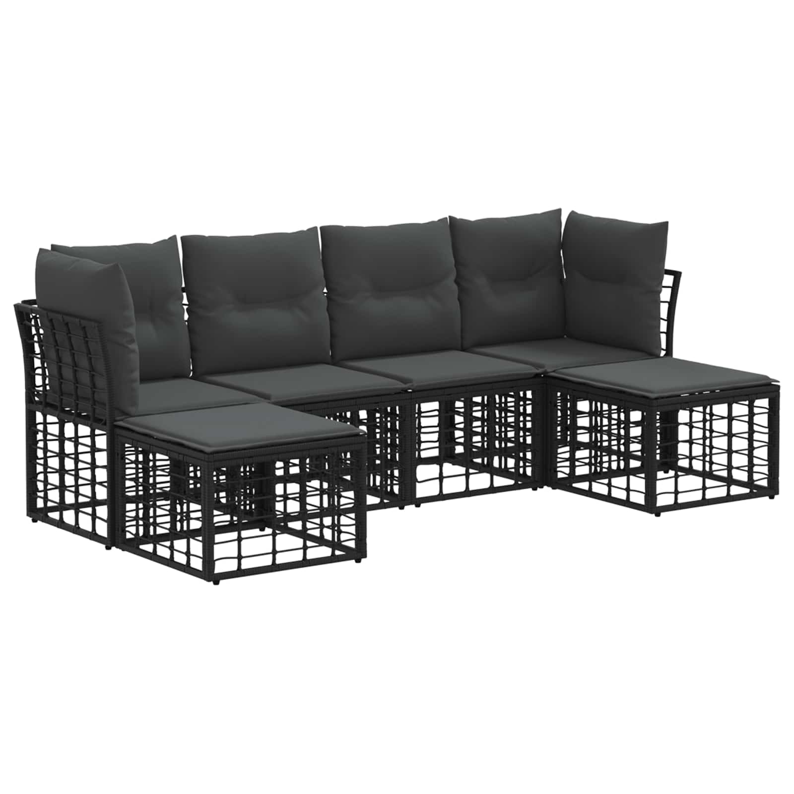 Outdoor-Sofagarnitur Schwarz Polyester