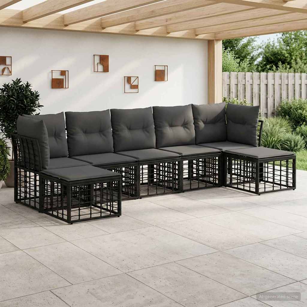 Outdoor-Sofagarnitur Schwarz Polyester