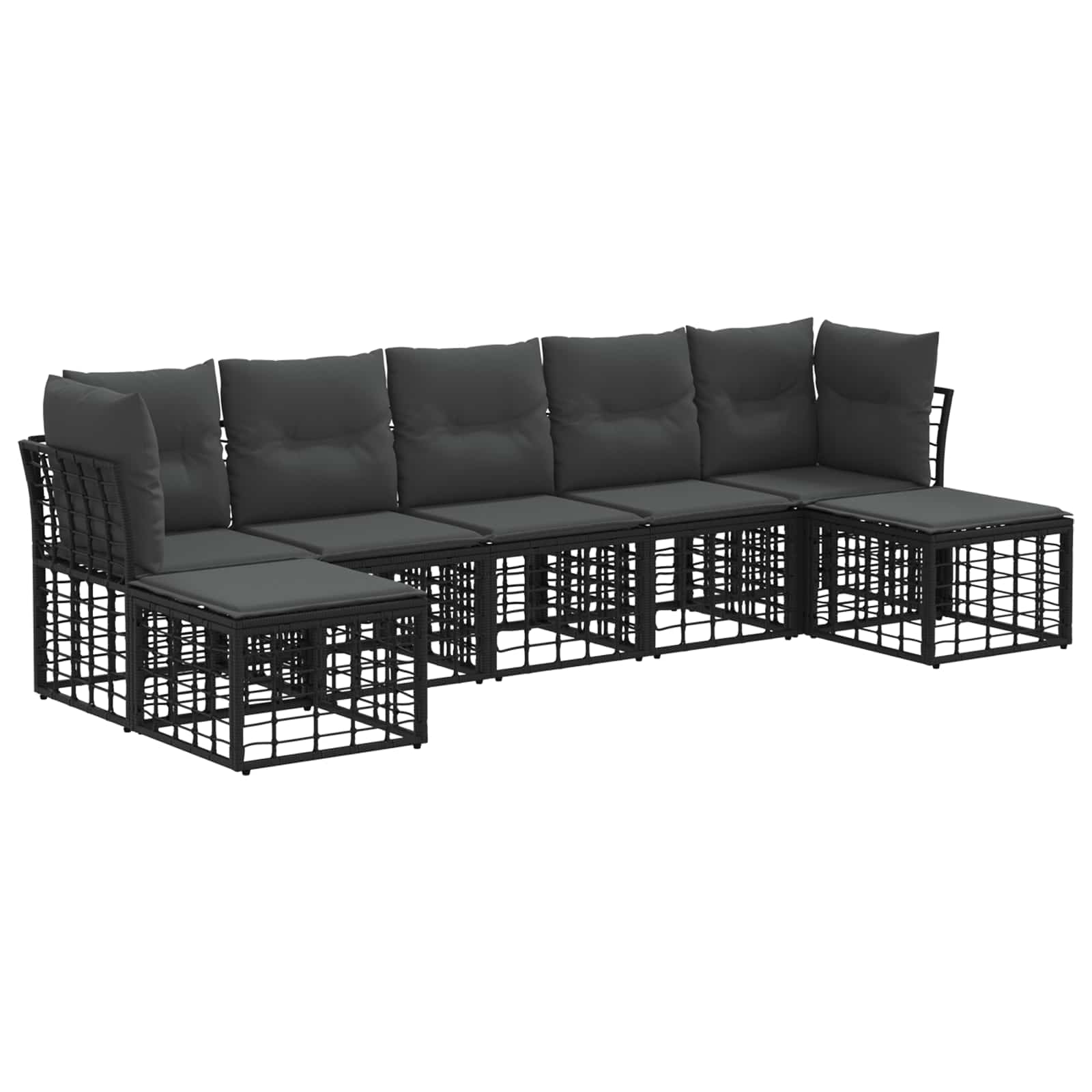 Outdoor-Sofagarnitur Schwarz Polyester