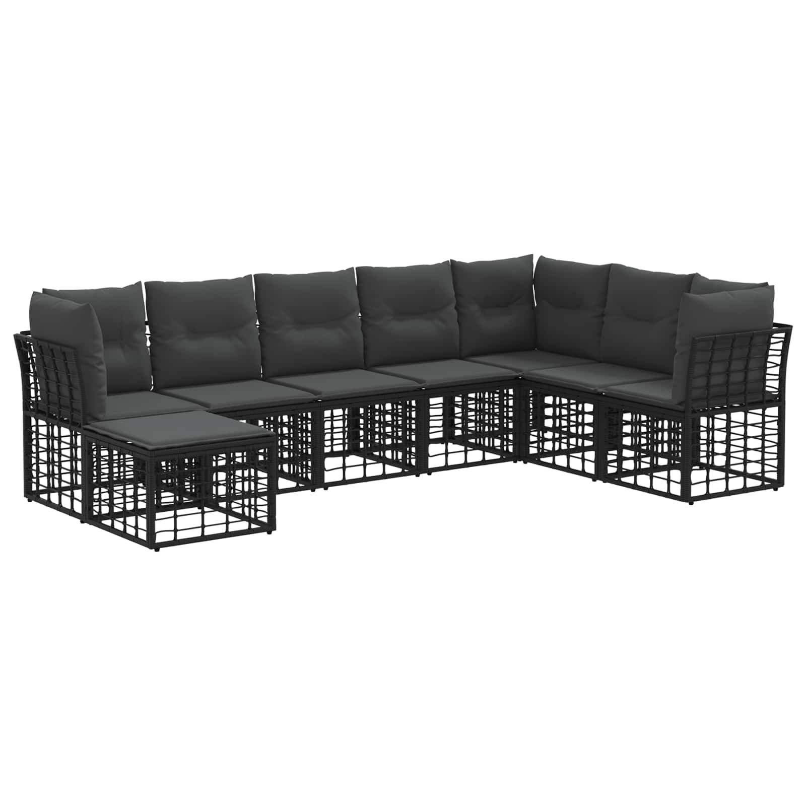 Outdoor-Sofagarnitur Schwarz Polyester