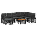 Outdoor-Sofagarnitur 9 pcs Schwarz und Dunkelgrau Polyester