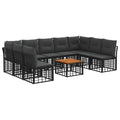 Outdoor-Sofagarnitur 10 pcs Schwarz und Dunkelgrau Polyester