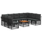 Outdoor-Sofagarnitur 10 pcs Schwarz und Dunkelgrau Polyester