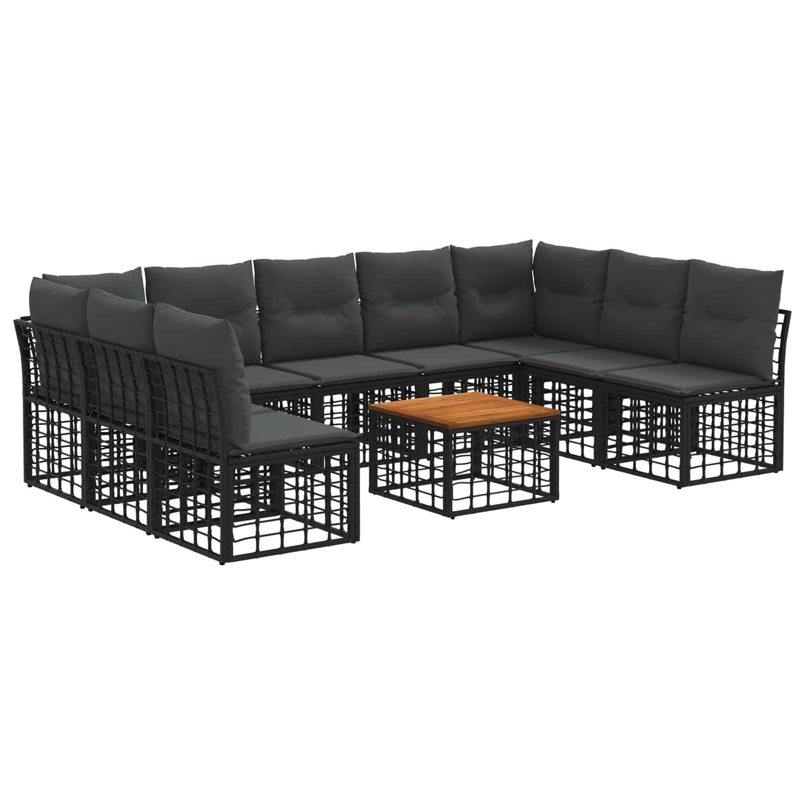 Outdoor-Sofagarnitur 10 pcs Schwarz und Dunkelgrau Polyester