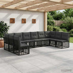 Outdoor-Sofagarnitur Schwarz Polyester