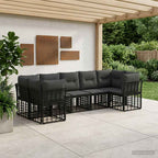 Outdoor-Sofagarnitur 7 pcs Schwarz und Dunkelgrau Polyester
