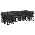 Outdoor-Sofagarnitur 7 pcs Schwarz und Dunkelgrau Polyester
