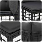 Outdoor-Sofagarnitur Schwarz und Dunkelgrau Polyester