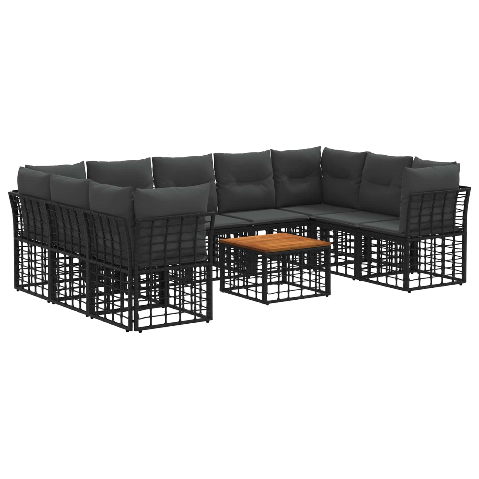 Outdoor-Sofagarnitur 10 pcs Schwarz und Dunkelgrau Polyester