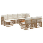 Outdoor-Sofagarnitur 11 pcs Natürlich und Cremweiß Polyester