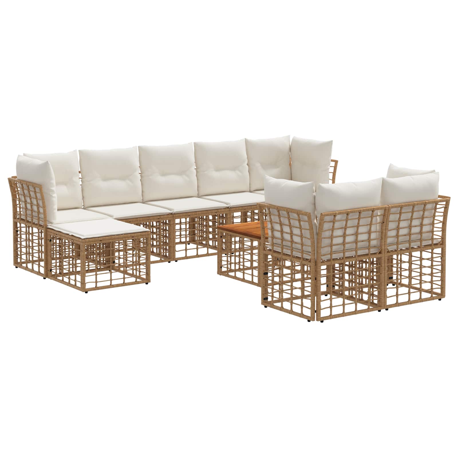 Outdoor-Sofagarnitur 10 pcs Natürlich und Cremweiß Polyester