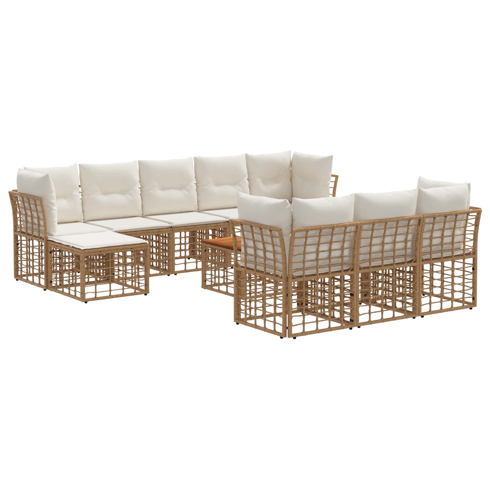 Outdoor-Sofagarnitur 11 pcs Natürlich und Cremweiß Polyester