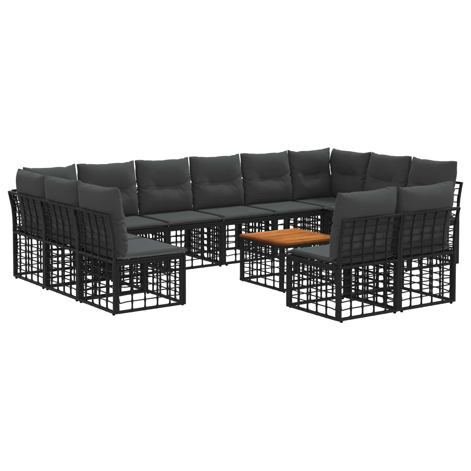 Outdoor-Sofagarnitur 13 pcs Schwarz und Dunkelgrau Polyester