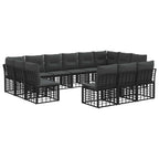 Outdoor-Sofagarnitur Schwarz und Dunkelgrau Polyester