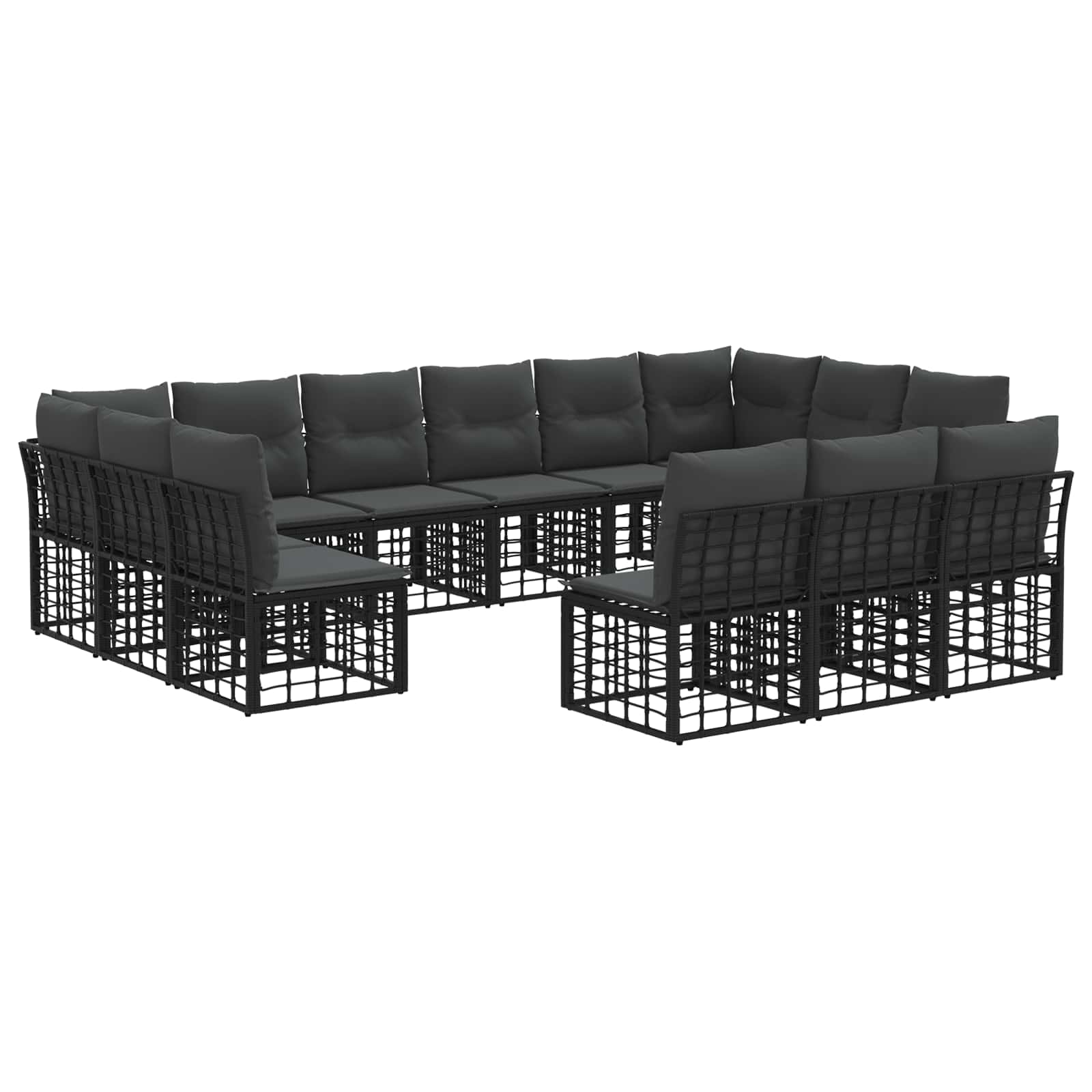 Outdoor-Sofagarnitur Schwarz und Dunkelgrau Polyester