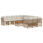 Outdoor-Sofagarnitur 12 pcs Natürlich und Cremweiß Polyester