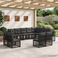 Outdoor-Sofagarnitur Schwarz und Dunkelgrau Polyester