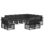 Outdoor-Sofagarnitur Schwarz und Dunkelgrau Polyester