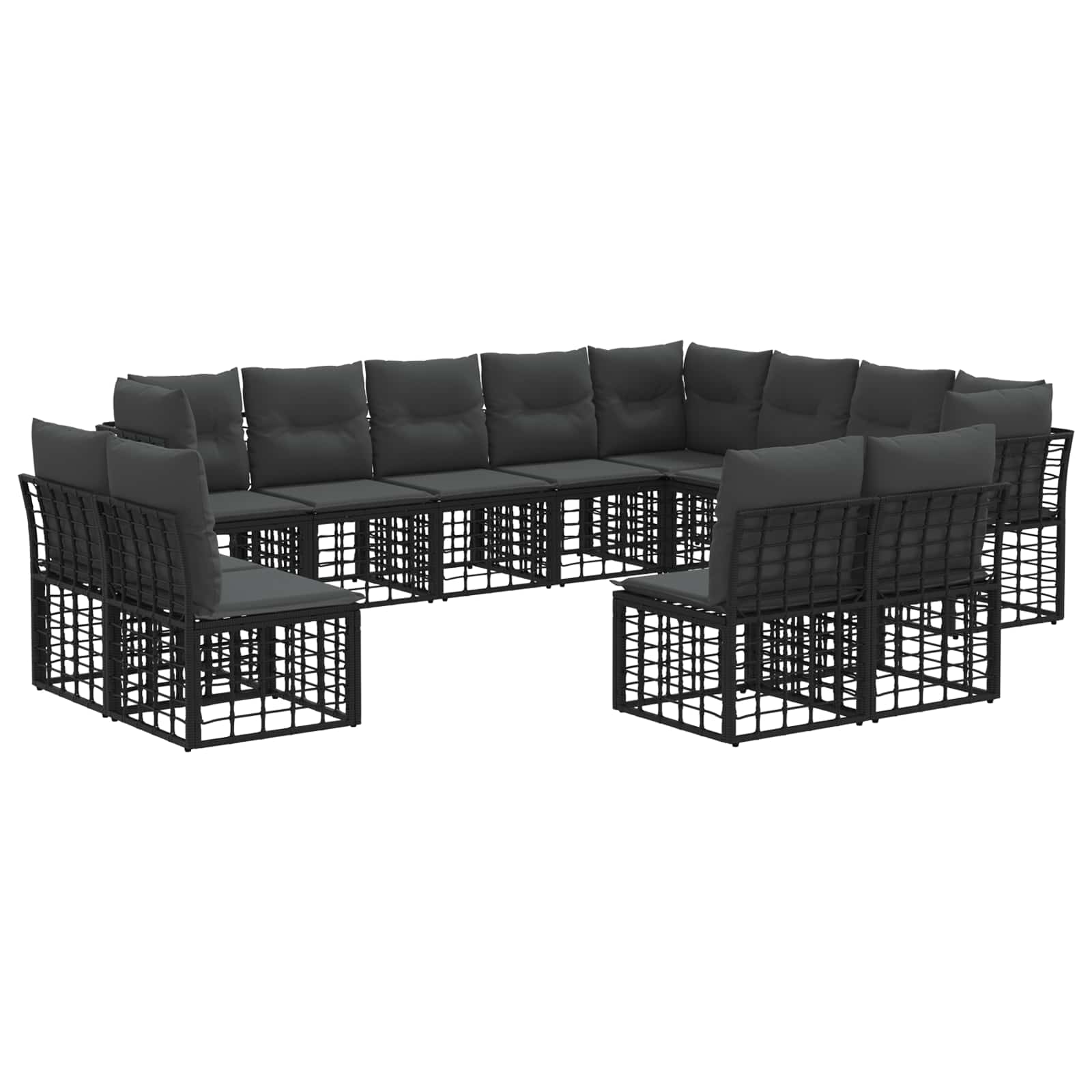 Outdoor-Sofagarnitur Schwarz und Dunkelgrau Polyester