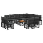 Outdoor-Sofagarnitur 13 pcs Schwarz und Dunkelgrau Polyester