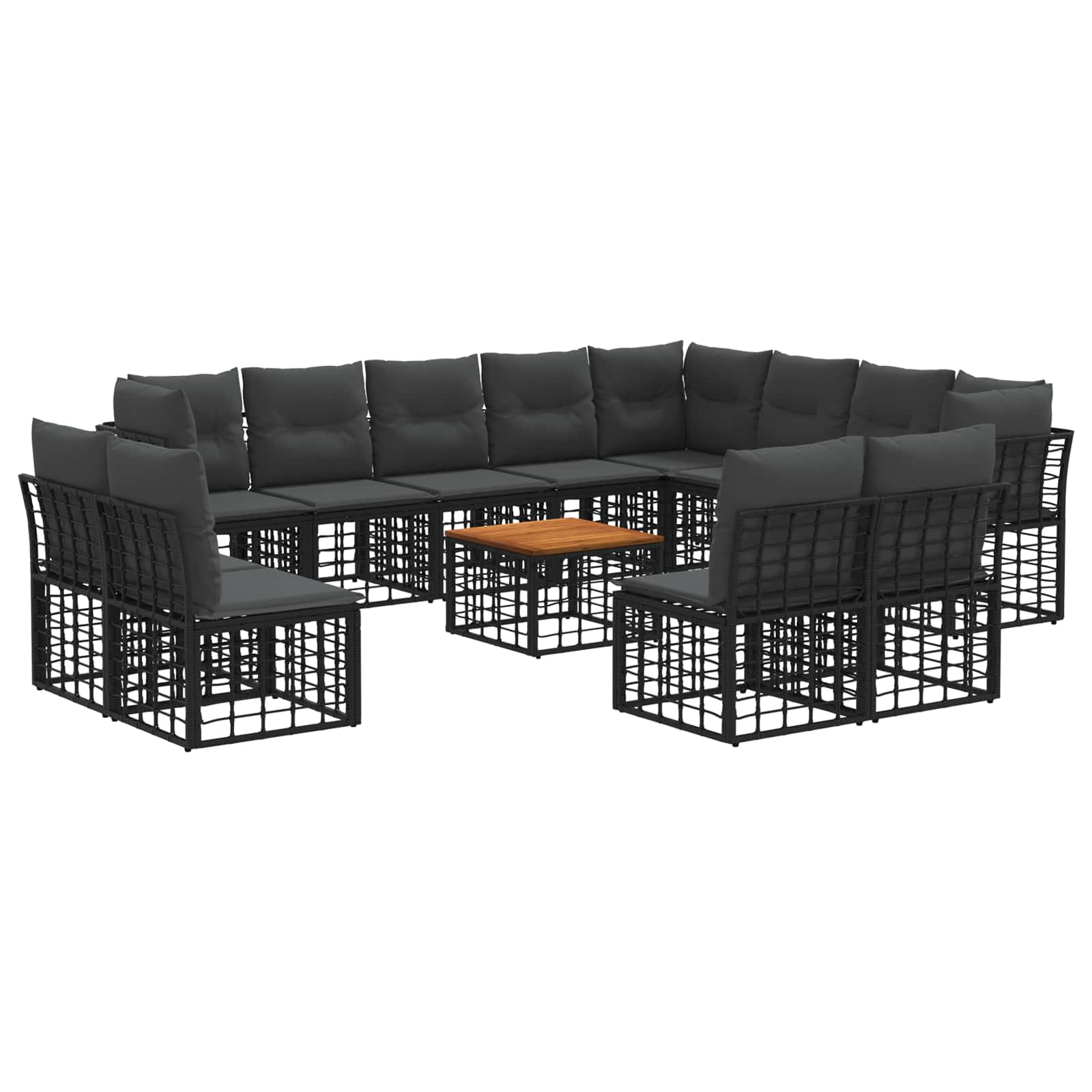 Outdoor-Sofagarnitur 13 pcs Schwarz und Dunkelgrau Polyester