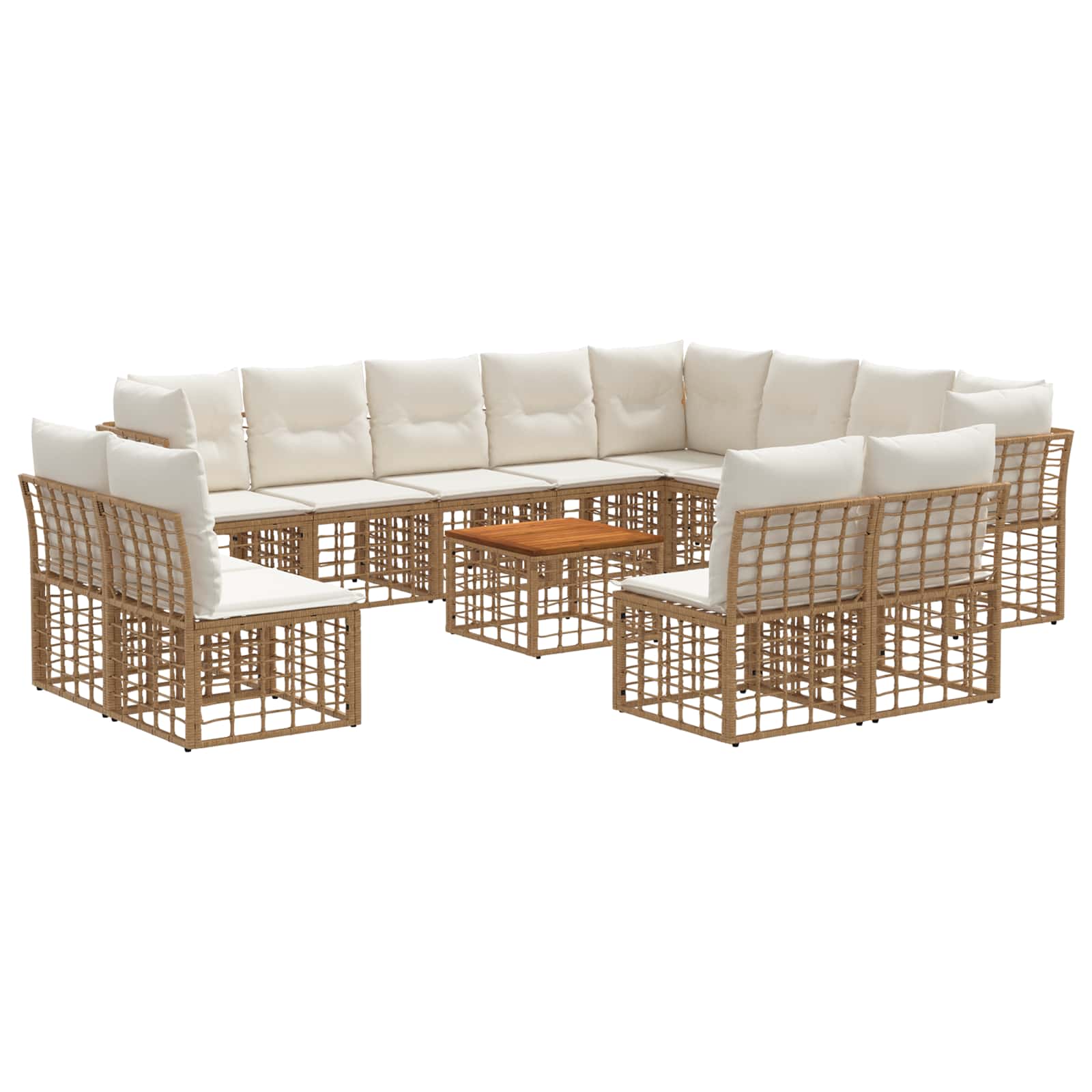 Outdoor-Sofagarnitur 13 pcs Natürlich und Cremweiß Polyester