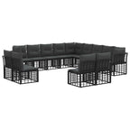 Outdoor-Sofagarnitur Schwarz und Dunkelgrau Polyester