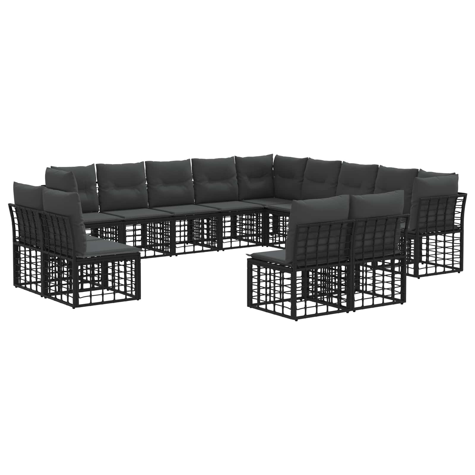 Outdoor-Sofagarnitur Schwarz und Dunkelgrau Polyester