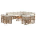 Outdoor-Sofagarnitur 13 pcs Natürlich und Cremweiß Polyester