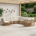 Outdoor-Sofagarnitur 11 pcs Natürlich und Cremweiß Polyester
